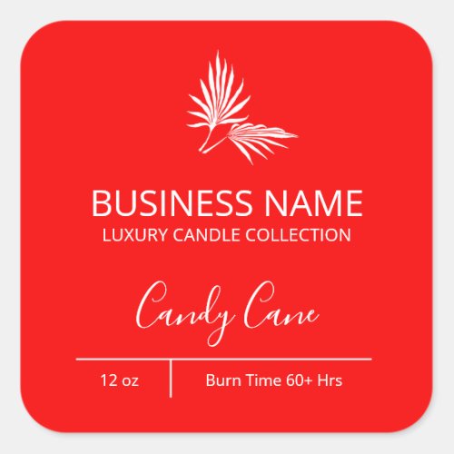 Modern Palm Candy Cane Red Candle Labels