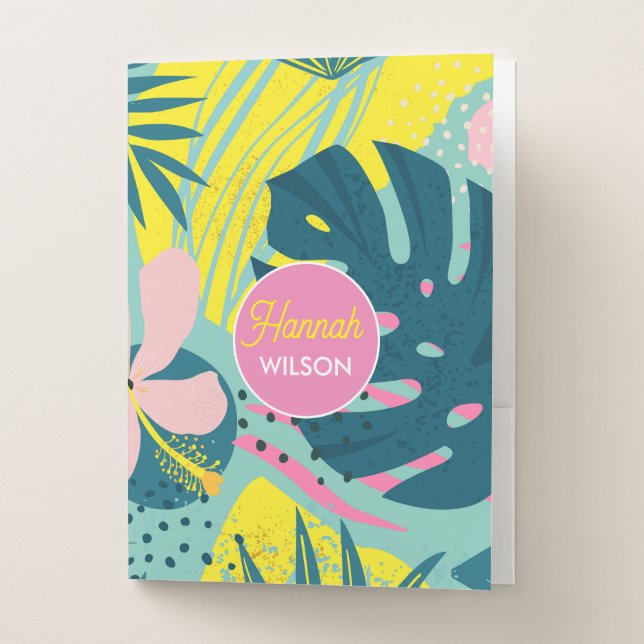 Modern Palm Leaf Pocket Folder (Front)