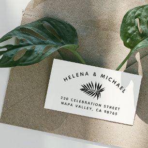 Modern Palm Leaf Return Address Wedding Rubber Stamp