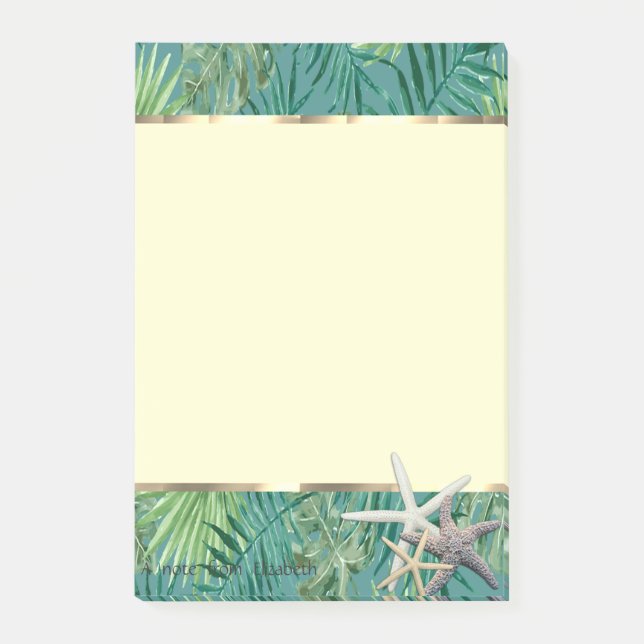 Modern Palm Leaf,Starfish Post-it Notes (Front)