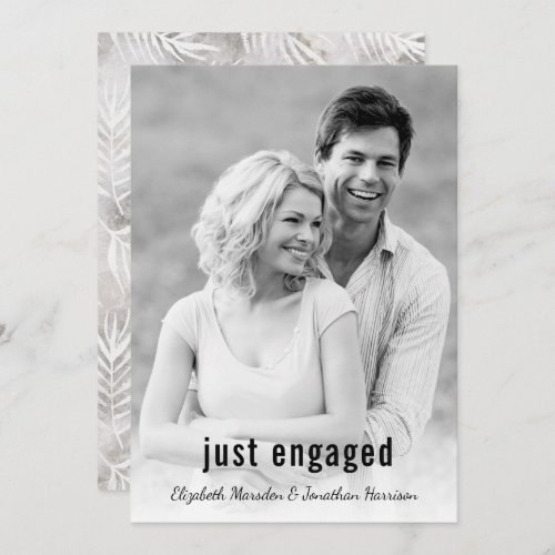 Modern Palm Leaves Just Engaged Photo Party Invitation