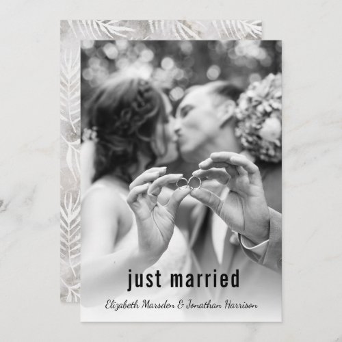 Modern Palm Leaves Just Married Announcement Party