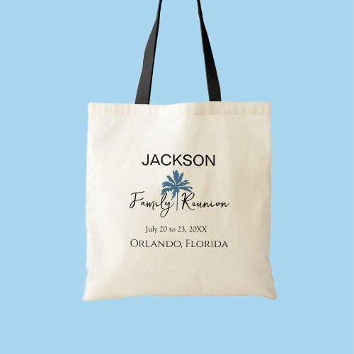 Modern Palm Tree Beach Vacation Family Reunion  Tote Bag