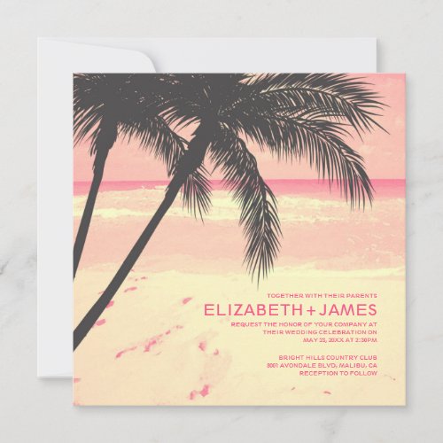Modern Palm Tree Beach Wedding Invitations