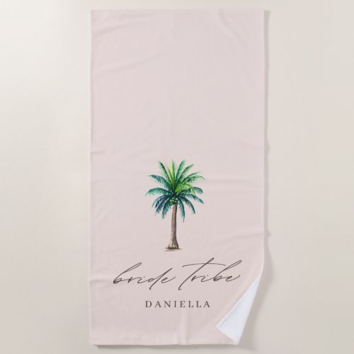 Modern Palm Tree Bride Tribe Bachelorette Beach To Beach Towel