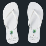Modern Palm Tree Bride Tribe Bachelorette  Flip Flops<br><div class="desc">Personalized bachelorette flip flops with "bride tribe" in modern script font and a watercolor tropical palm tree. Personalize with name - purchase one for each woman.</div>