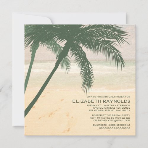 Modern Palm Tree Burlap Bridal Shower Invitations