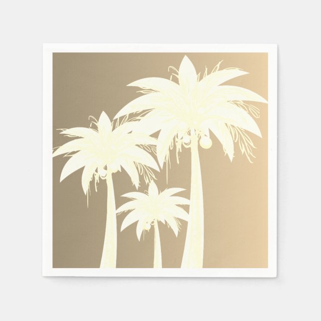 Modern Palm Tree Coastal Beige Sand Beach Summer  Napkins (Front)