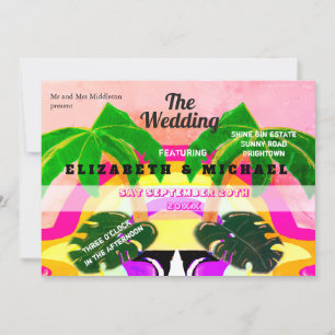 Modern Palm Tree Colorful Festival Rainbow Wedding