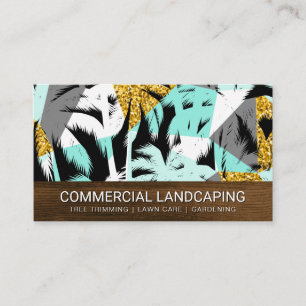 Modern Palm Tree Pattern Wood Grain Business Card