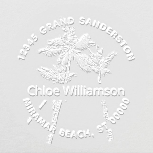 Modern Palm Trees Beach Return Address  Embosser (Design)