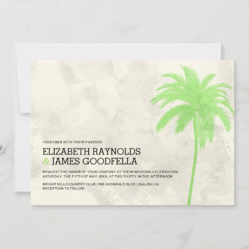 Modern Palm Trees Beach Wedding Invitations