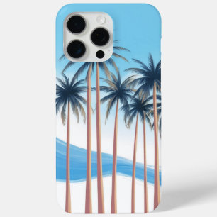 Modern Palm Trees Blue White Outdoor iPhone 15 Pro Max Case