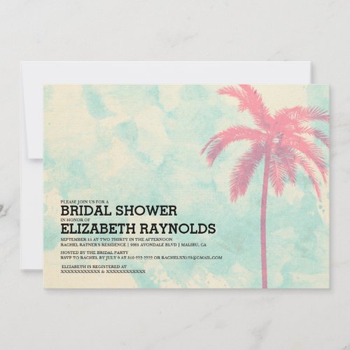 Modern Palm Trees Burlap Bridal Shower Invitations