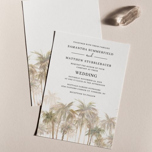 Modern Palm Trees Coastal Wedding Invitation