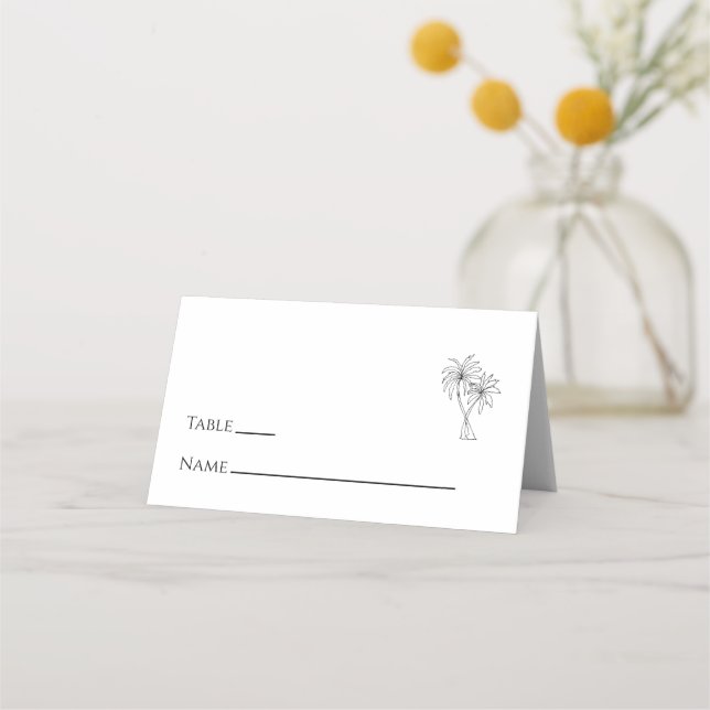 Modern Palm Trees Tropical Destination Wedding  Place Card (Front)