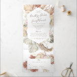 Modern Pampas Boho Desert Wedding Tri-Fold Invitation<br><div class="desc">Modern Pampas Boho Desert Wedding Tri-Fold Invitation</div>