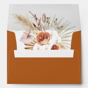 Modern Pampas Grass Boho Terracotta Wedding Envelope