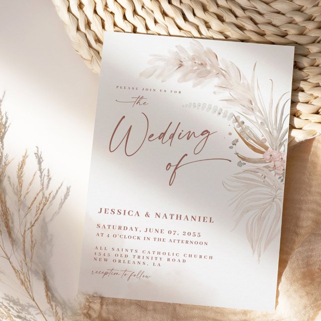 Modern Pampas Grass Floral Boho Invitation (Creator Uploaded)