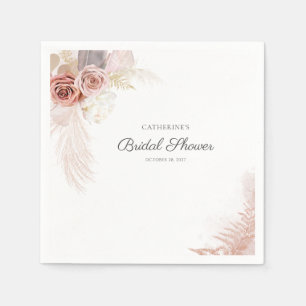 Modern Pampas Grass Floral Bridal Shower Paper Napkins