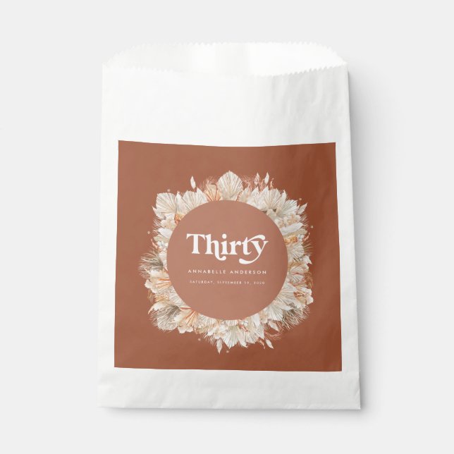 Modern pampas grass terracotta 30th birthday  favor bag (Front)