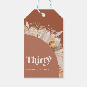 Modern pampas grass terracotta 30th birthday gift tags