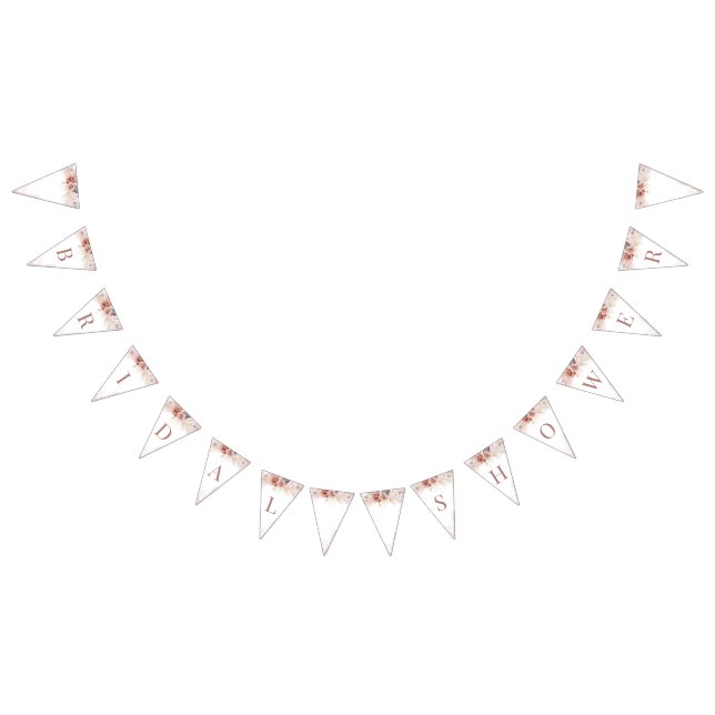 Modern Pampas Grass Terracotta Bridal Shower Bunting Flags (All)