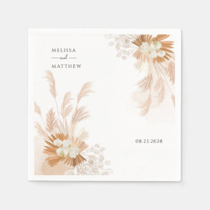 Modern Pampas Grass Terracotta Wedding Reception Napkins