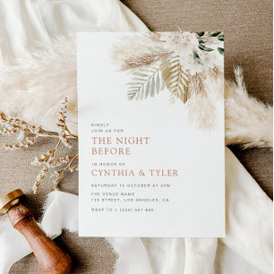 modern pampas greenery boho the night before invitation
