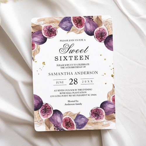 Modern Pampas  Purple Figs Beauty Frame Invitation