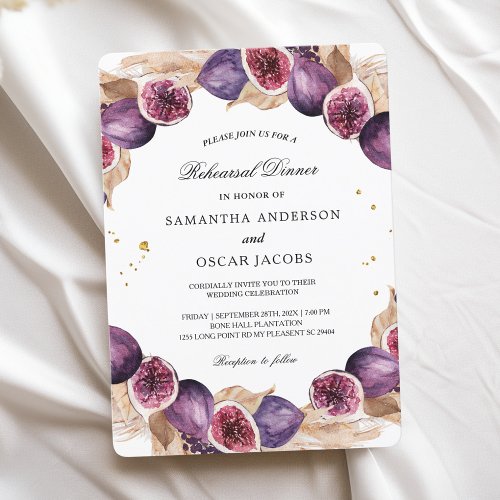 Modern Pampas  Purple Figs Beauty Frame Invitation