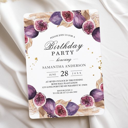 Modern Pampas  Purple Figs Beauty Frame Invitation