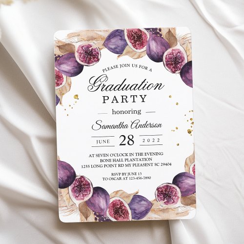 Modern Pampas  Purple Figs Beauty Frame Invitation