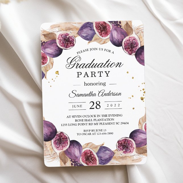 Modern Pampas & Purple Figs Beauty Frame Invitation (Creator Uploaded)