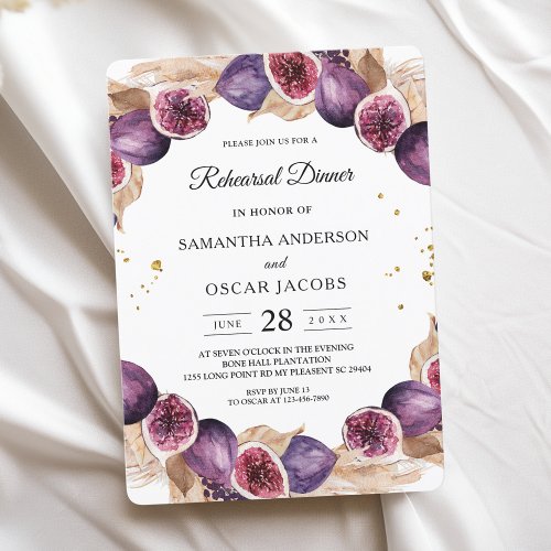 Modern Pampas  Purple Figs Beauty Frame Invitation