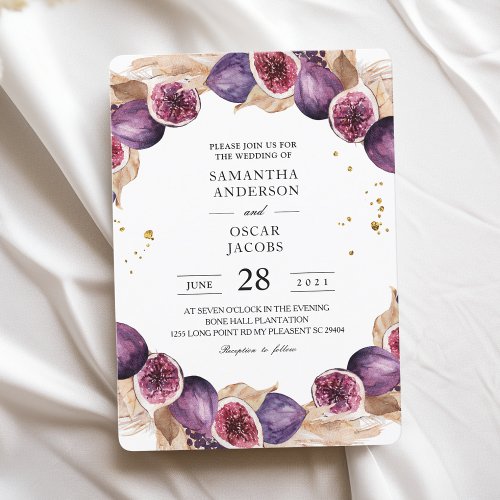 Modern Pampas  Purple Figs Beauty Frame Invitation