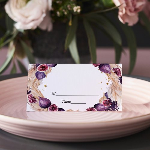 Modern Pampas  Purple Figs Beauty Frame Place Card