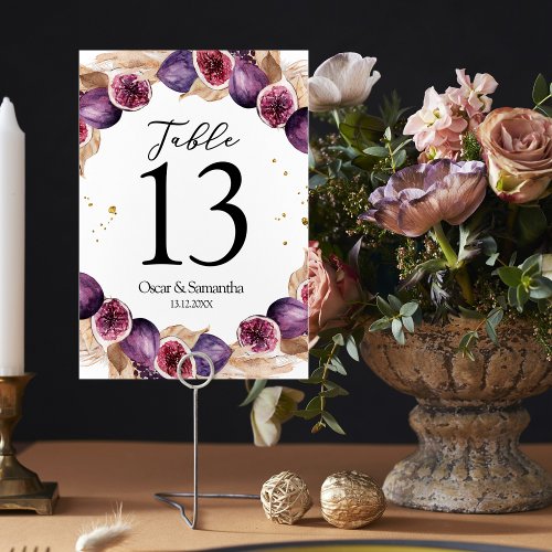 Modern Pampas  Purple Figs Beauty Frame Table Number