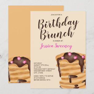 Modern pancake birthday brunch illustration invitation