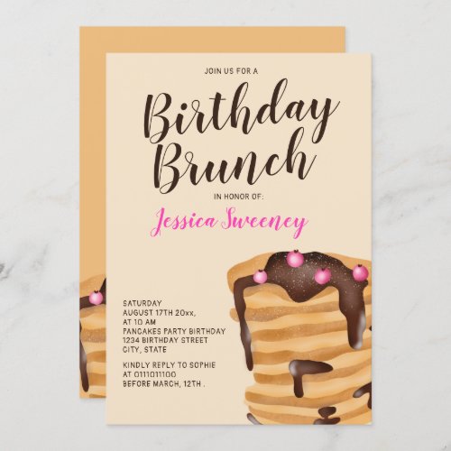 Modern pancake birthday brunch illustration invitation