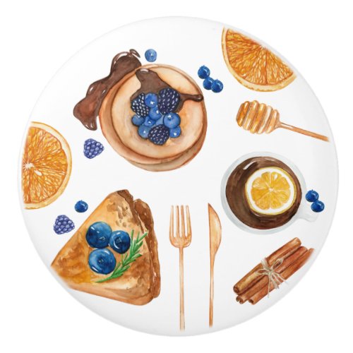 Modern Pancakes Kitchen Beauty Breakfast Ceramic Knob