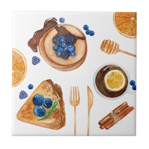 Modern Pancakes Kitchen Beauty Breakfast Ceramic Tile