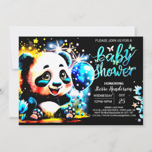 Modern Panda Wonderland Journey Boy Baby Shower Invitation