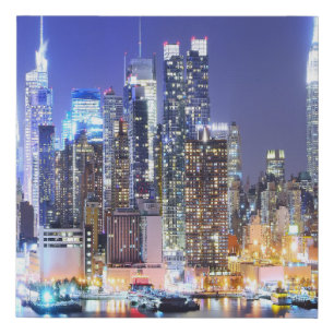 Modern Panorama of Manhattan Faux Canvas Print