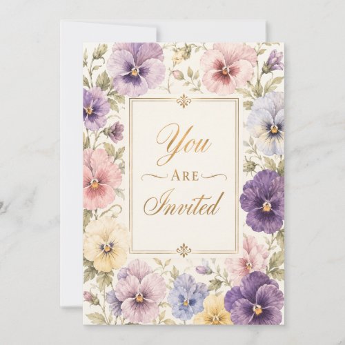 Modern Pansy Florals Birthday Invitation