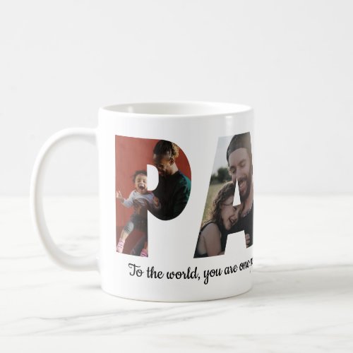 Modern PAPA 4 Photo Collage Happy Fathers Day Coffee Mug