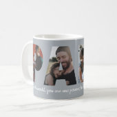 Modern PAPA 4 Photo Silver Gray Happy Father's Day Coffee Mug (Front Left)
