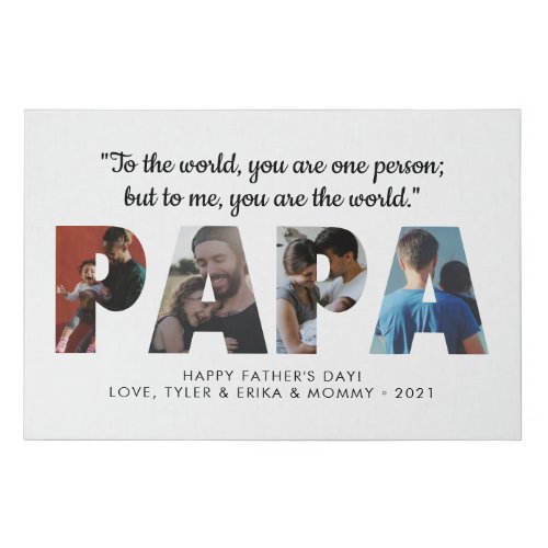 Modern PAPA Chic Photo Collage Happy Fathers Day Faux Canvas Print