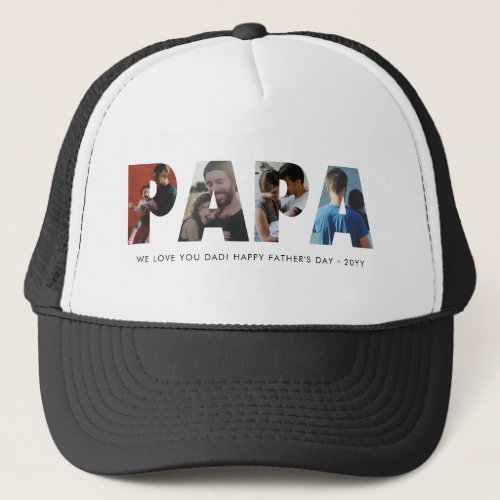 Modern PAPA Chic Photo Collage Happy Fathers Day Trucker Hat