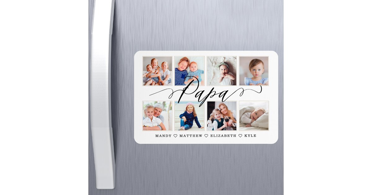 Script Papa Modern Papa Script | Grandchildren Photo Collage Magnet | Zazzle